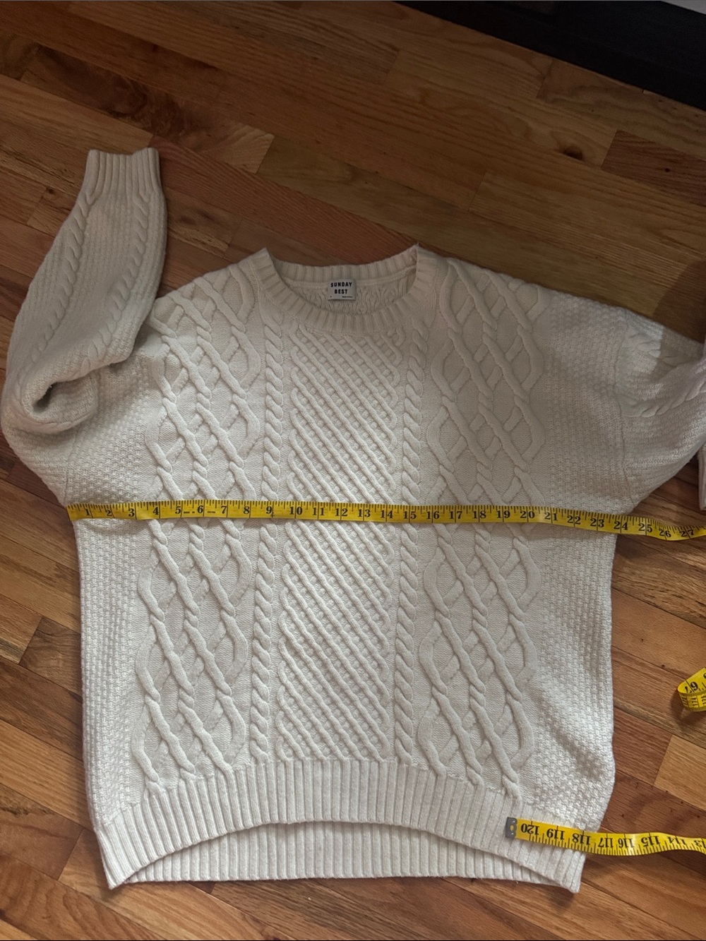 Sunday Best Merino Wool Blend Sweater Size Medium White/Cream - Picture 8 of 9